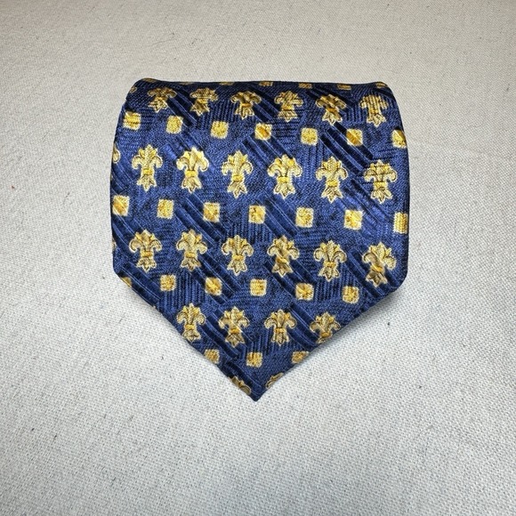 Robert Talbott Other - Robert Talbott Silk Tie Mens OS Navy Gold Fleur De Lis‎ Italian Luxury Classic